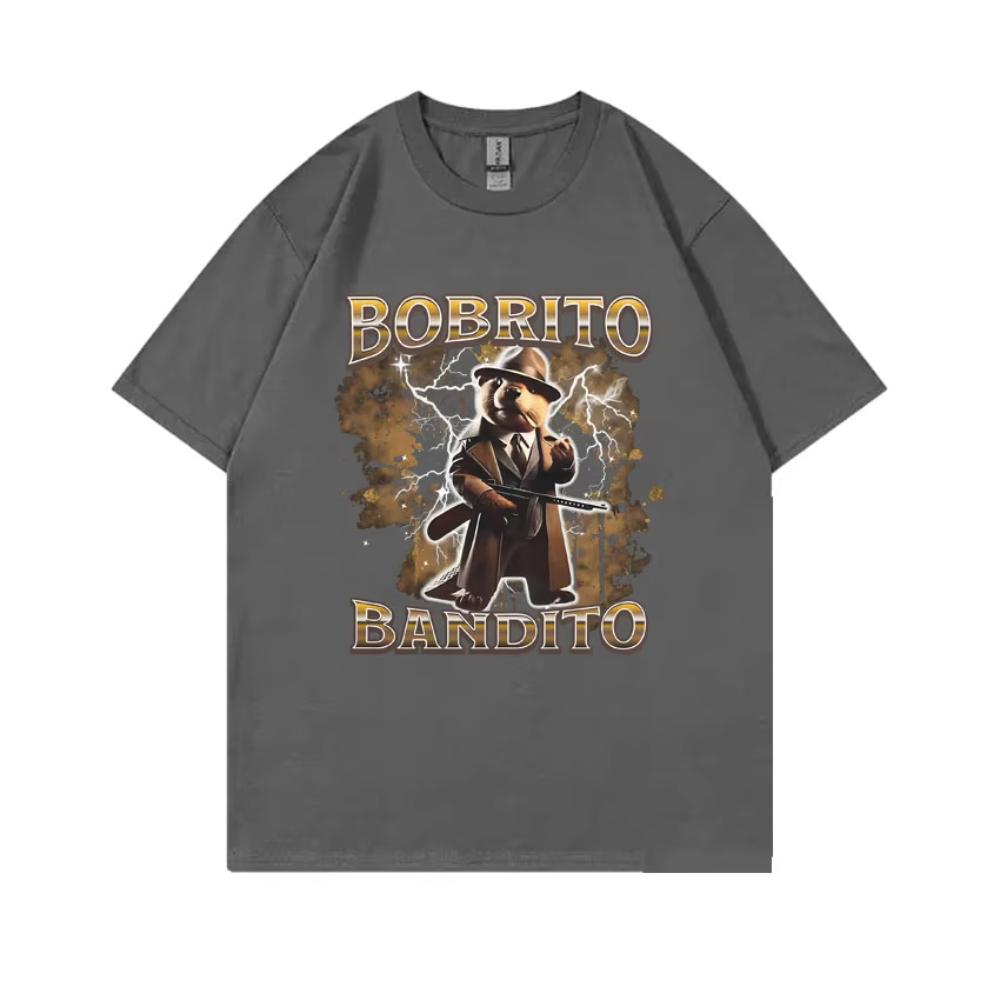 Italienische Brainrot Bobrito Bandito T-Shirts Capybara Lustiges Meme T-Shirt Unisex Damen Mode Lässig Humor Übergroß Männlich Kurzarm