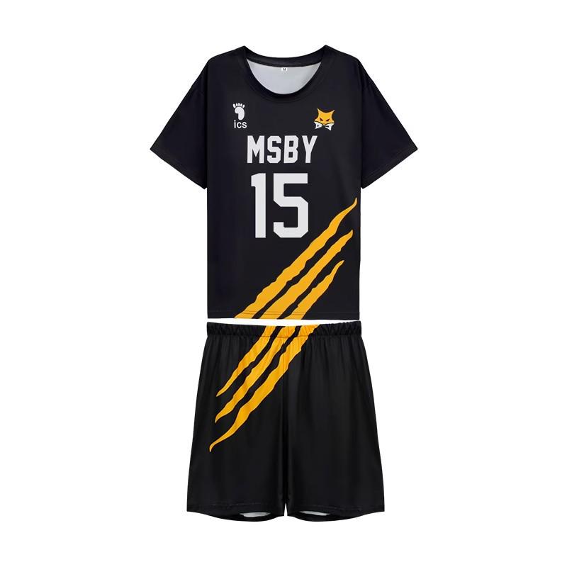 Haikyuu!! Set Uniformă Mânecă Scurtă Cosplay Echipa Karasuno High School Black Wolves