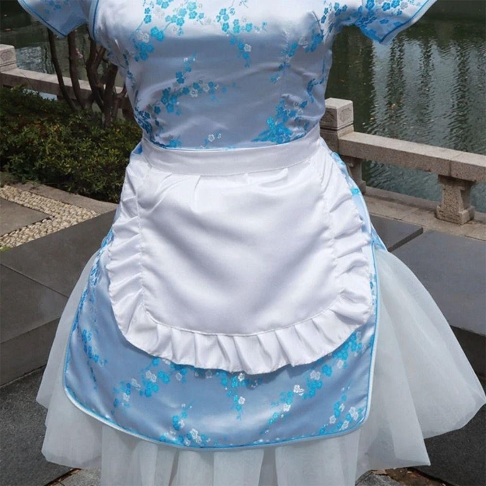 1Pcs Waitress Maid Style Waist Apron Cosplay Costume Half Apron  for Coffee Shop Restaurant