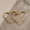Copper Textured Hollow Heart Spring Hoop Earrings - Golden Sweet Women's Jewelry