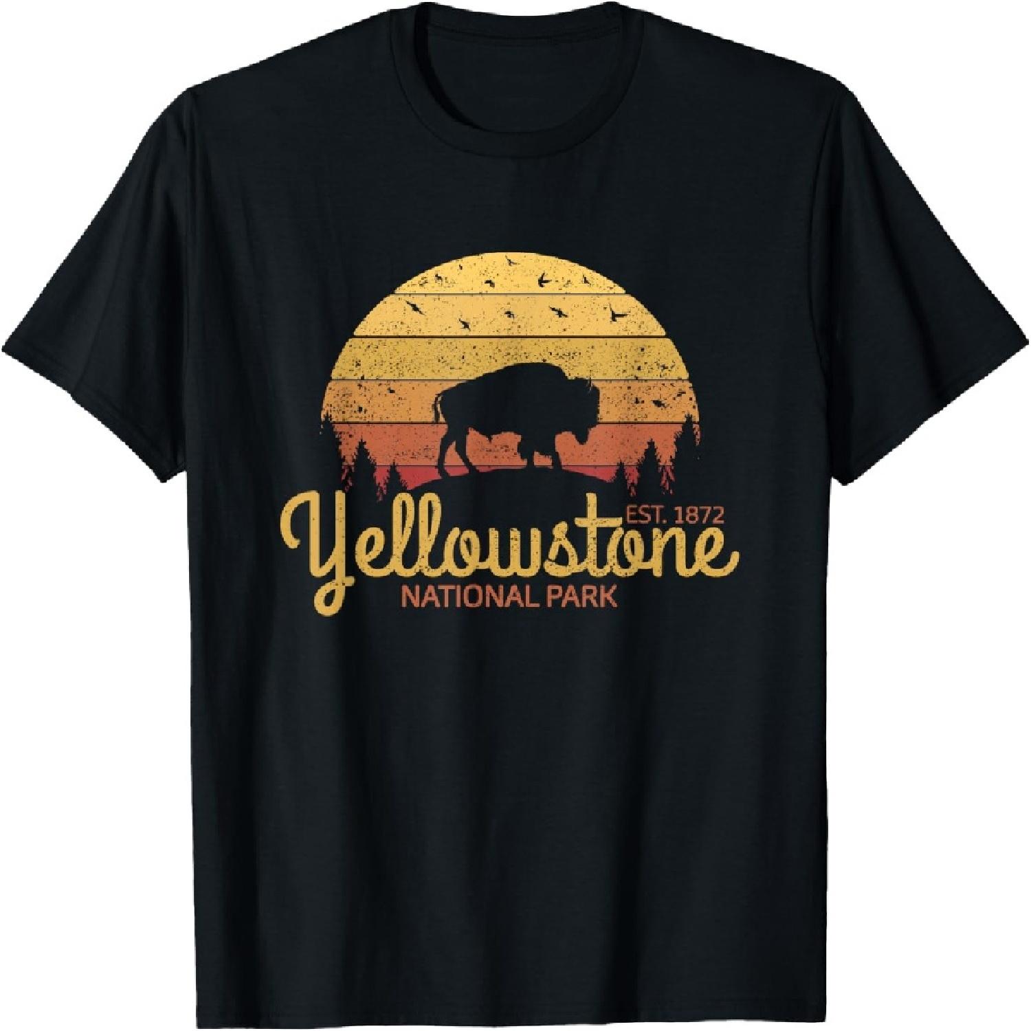 Yellowstone National Park Bison Vintage Yellowstone Park T-Shirt(1) S