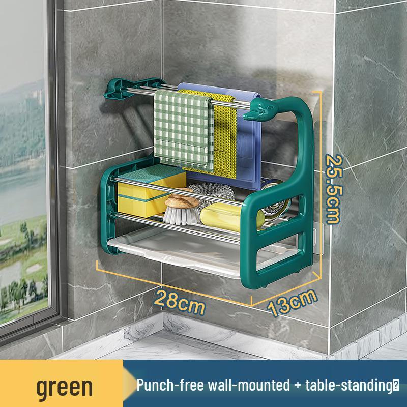 Wall-Mounted Dishcloth Drying Rack and Organizer