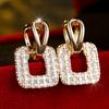 Crystal White Zircon Stone Hoop Earrings For Women Vintage Gold Color Wedding Jewelry