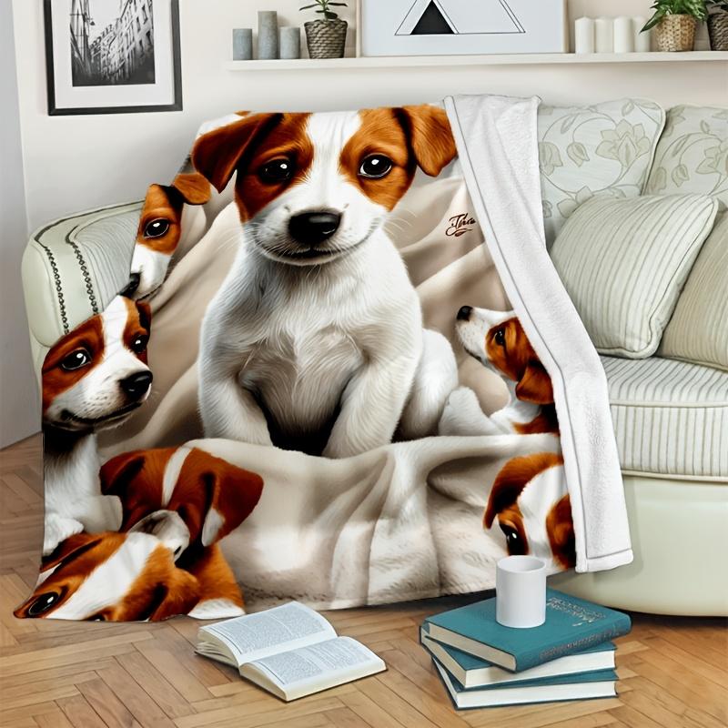 Cute Dog Portrait Fleece Blanket Throw For Puppy Lovers Pet Gift Cozy Winter Warm Throw Fleece Blanket Dog Mom Dad Home Decor
