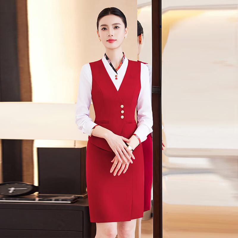 Women's Hotel Service Vest Uniform 3-Piece Set