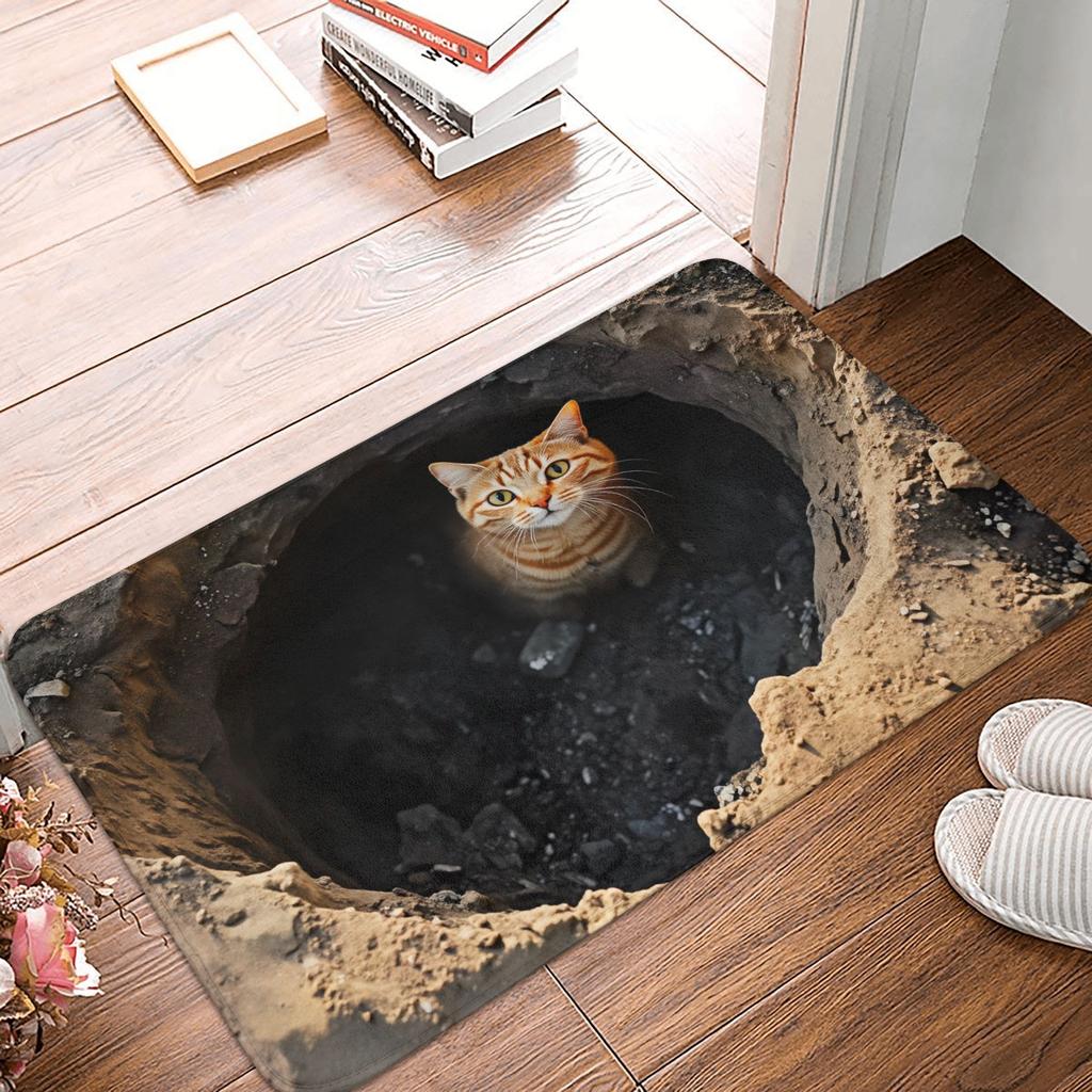 3D Optical Illusion Bear Doormat Non-Slip Bath Kitchen Mat Living Room Floor Door Entrance Carpet Rug