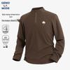 GENIOLAMODE Men's Fleece-Lined Half-Zip Stand Collar T-Shirt