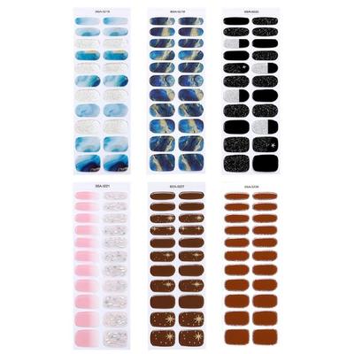 Bunte Gel-Nagelsticker 22 Stück Kein Aushärten erforderlich Gel-Nagelfolien Vollabdeckung Maniküre Nageldekoration für Frauen Mädchen