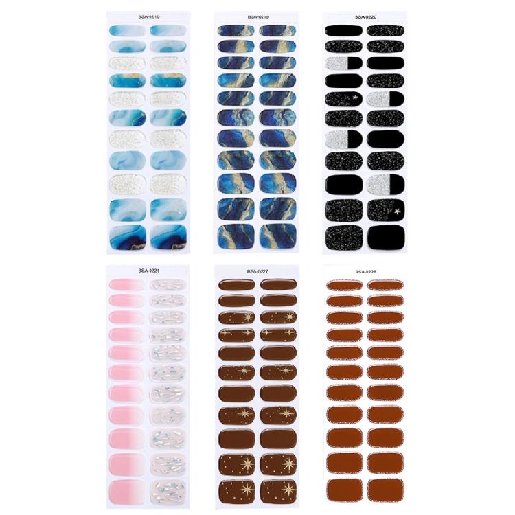 22Pcs Gel Nail Strips Gel Nail Stickers No Curing Necessary Fashion Nail Art Easy Application for Professional Look