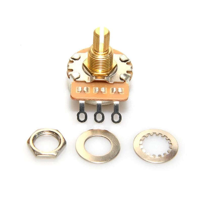 1Pcs Fine 24-Spline Brass Shaft Pots 500K/250K Long / Short Shaft Choose Guitar Potentiometers Diy Accessories