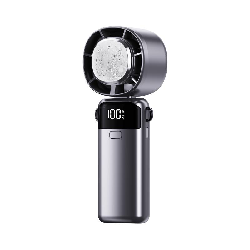 Ice Compress Handheld Fan Portable Outdoor Usb Digital Display Folding Refrigeration High Speed Violent Turbine Small Fan