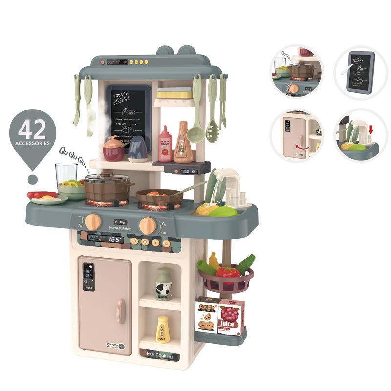 Children'S 63Cm Simulated Sound And Light Water Outlet Spray Kitchen Cooking Tableware Set Play House Cooking