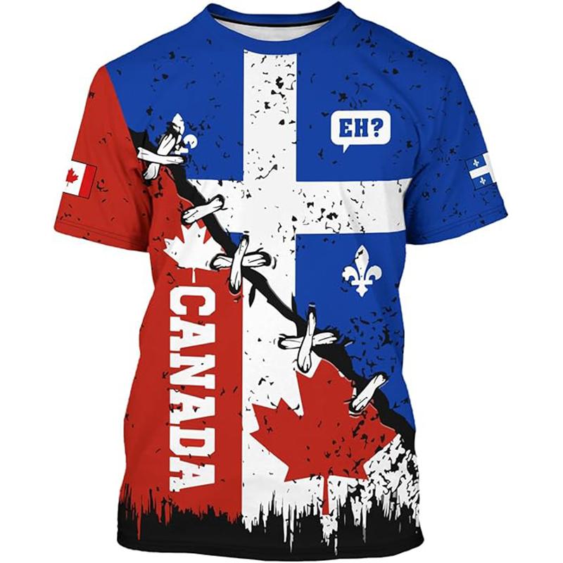 Fashion T-Shirts For Men 3d Canada Flag Printed Men's Clothing Sports Short Sleeved Oversized Top Tees Daily Casual Tees Tops