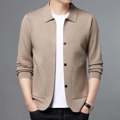 Cardigan Sweater Jacket Men's New Autumn and Winter Retro Slim-fit Lapel Sweater Sweater Coat