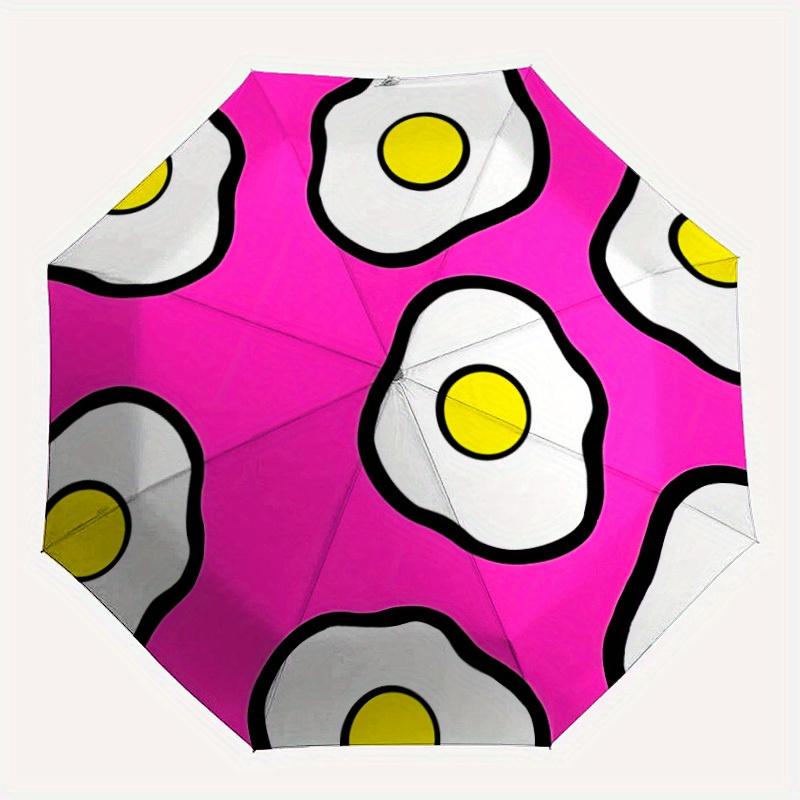 

1pc Egg Pattern Automatic Folding Umbrella, Portable & Foldable Design with 8 Ribs, Casual Outdoor Accessory yy250805062