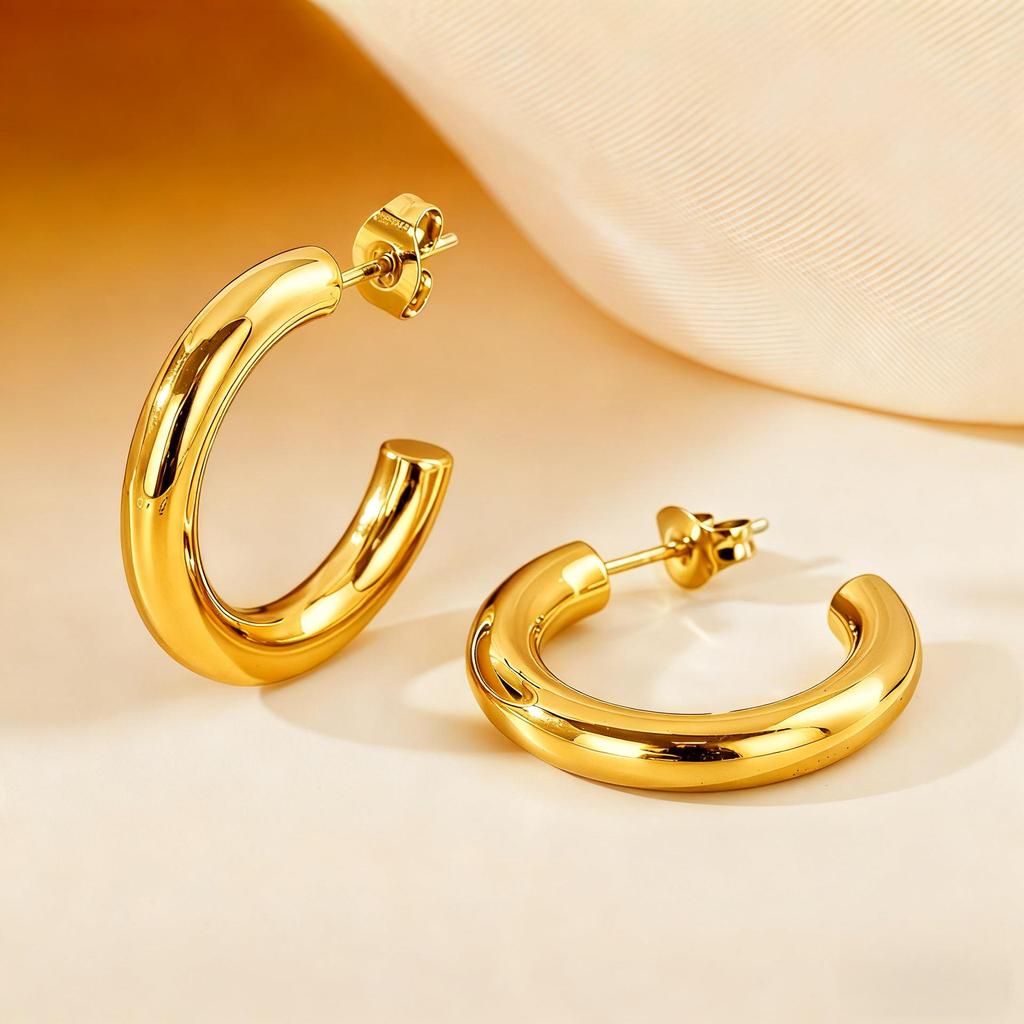 Temu Europe Hot-Selling Luxury Hoop Earrings: Non-Fading Women's Studs with High-End Feel.