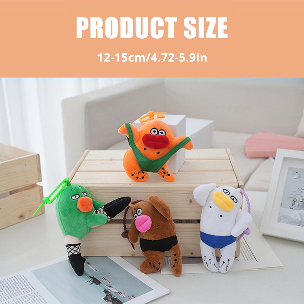 Funny Sausage Mouth Doll Keychain Cuteness Animal Plush Key Rings Decorative Key Accessory for Car Bag Decorating