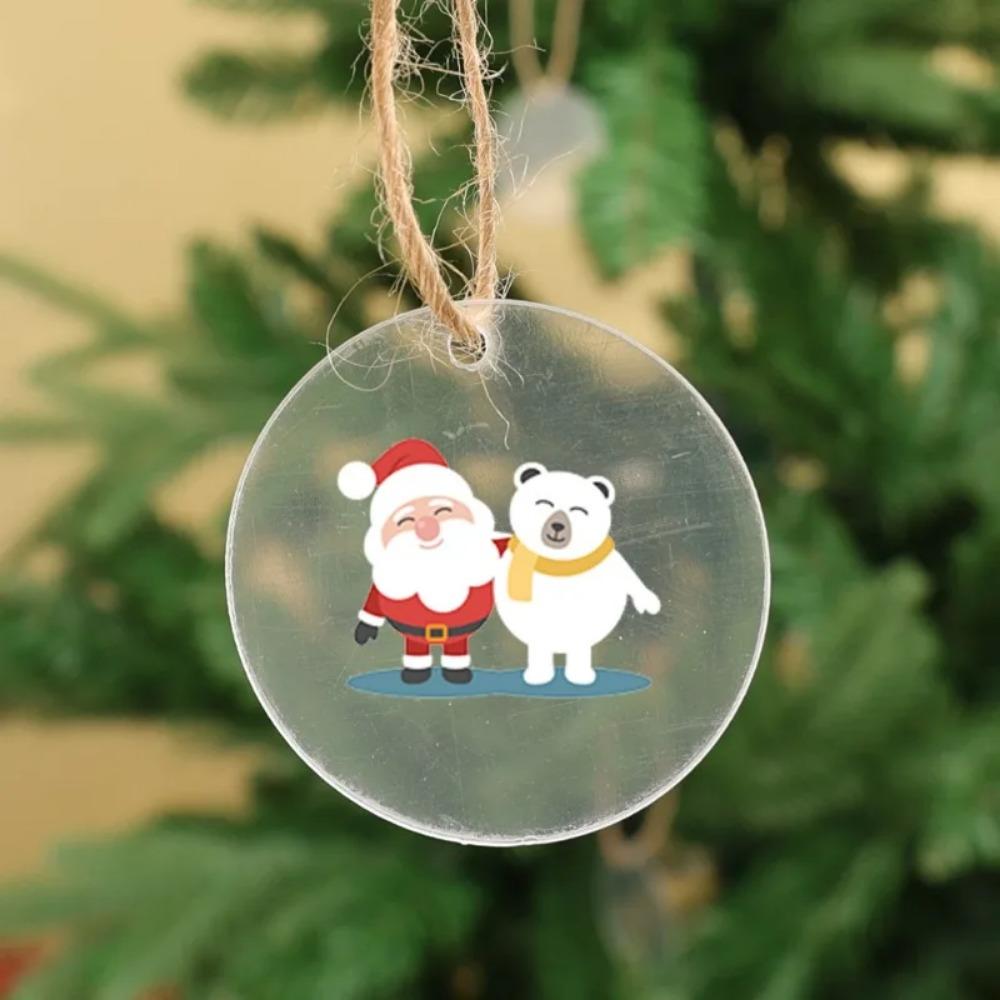10pcs DIY 5cm Christmas Ornaments Round Clear Holiday Bauble Pendants Acrylic with Hole DIY Craft Decorations Home Party