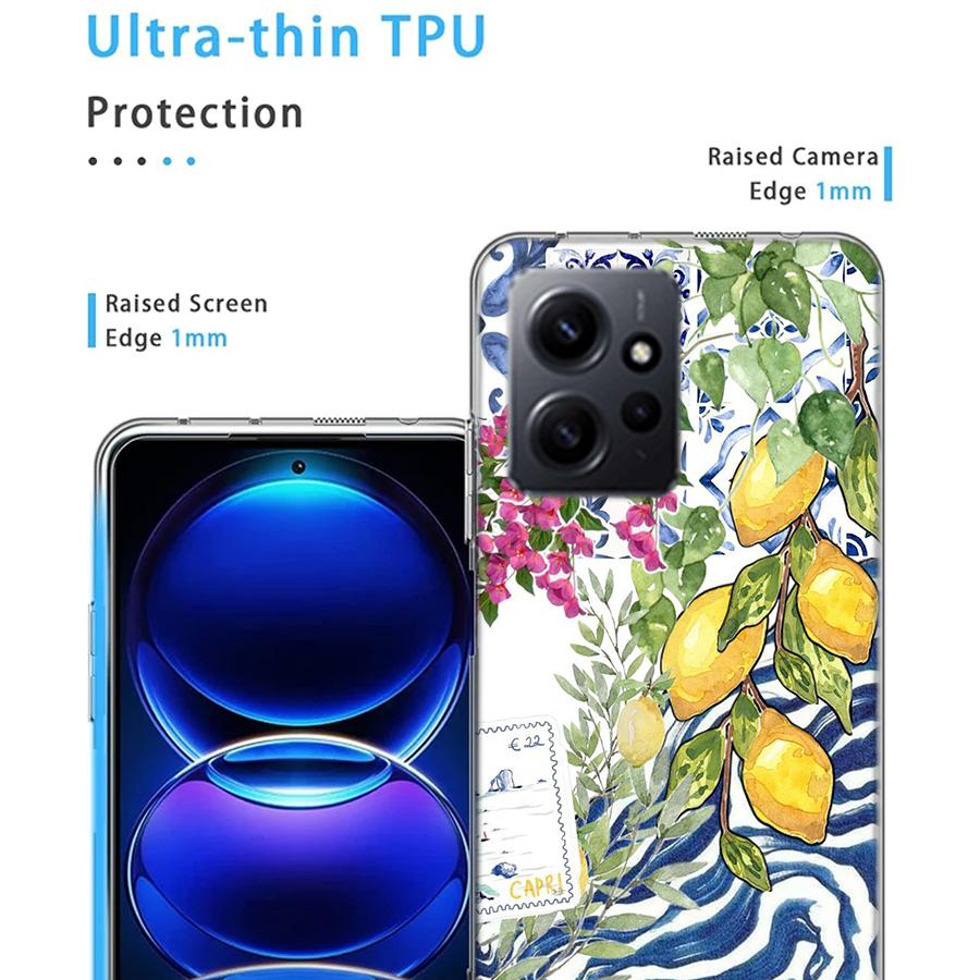 Mediterranean Lemon Phone Case For Redmi Note 14 15 Pro 5G 13 12 Pro Plus 11 11T 11E 11S 10 Pro 10S 9 9S Cover Cell Clear TPU Ca