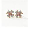 French Vintage Colorful CZ Four Leaf Clover Stud Earrings Delicate Drops