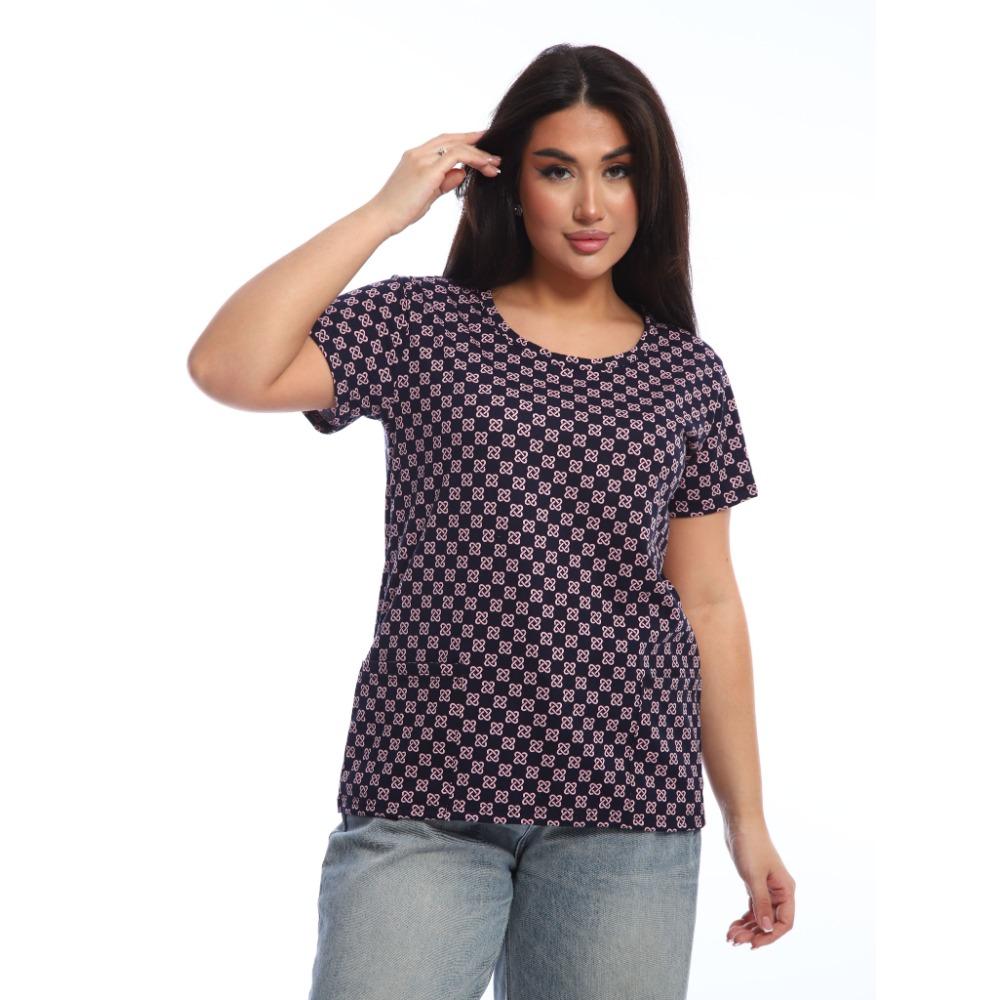 

Женская футболка с короткими рукавами и крупным цветочным принтом 3XL