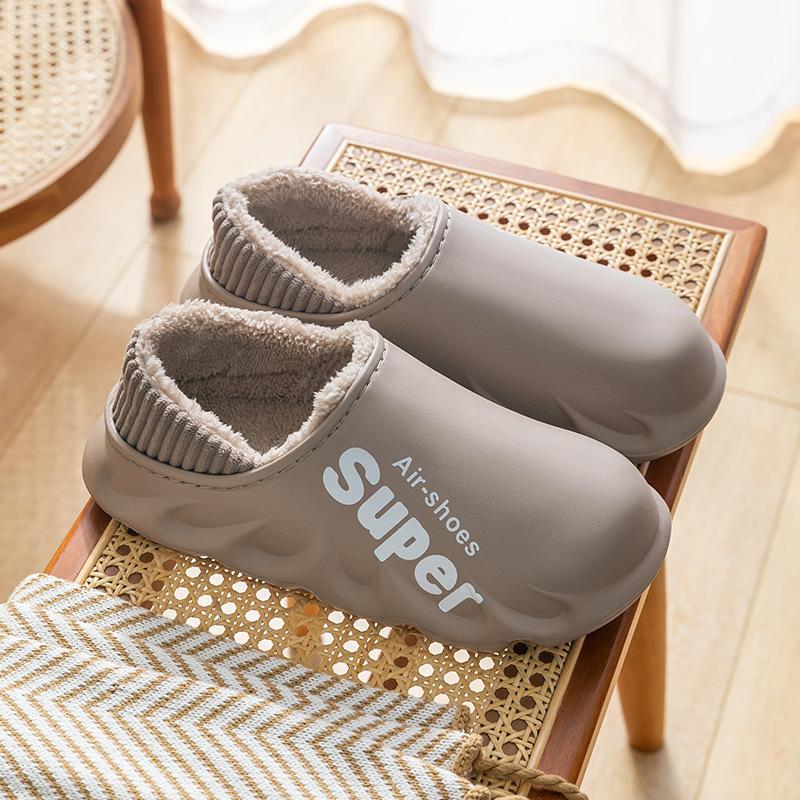 Fashion Litfun Winter Warm Cotton Slippers Indoor And Outdoor Waterproof Walking Shoes Fluffy Non-Slip Sandals For Women Men Slippers
