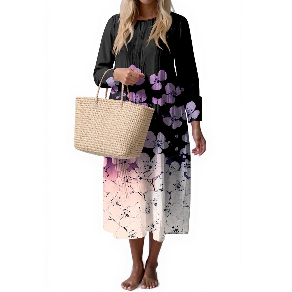 Women's Fashion Casual Sleeveless Round Neck Solid Color Elegant Temperament Dress