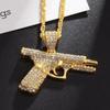 Hip-Hop Crystal Pistol Pendant, Personalized Men and Women Punk Cool Rock Rap Trend Necklace Trend Jewelry Gift