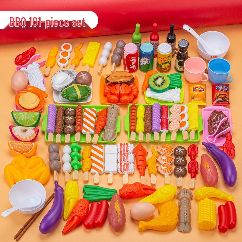 Kids' Pretend Play BBQ Set: Grilled Meat & Skewers Kitchen Toy