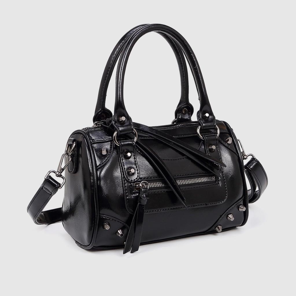 European and American Fashion Rivets Large Capacity Pillow Bag Bowling Motorcycle Handbag Single Shoulder Crossbody Women's Bag