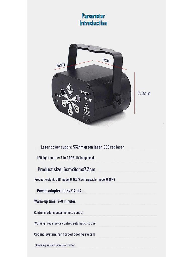 Mini Laser UV8 Starry Projection Light for Home & Bar Atmosphere