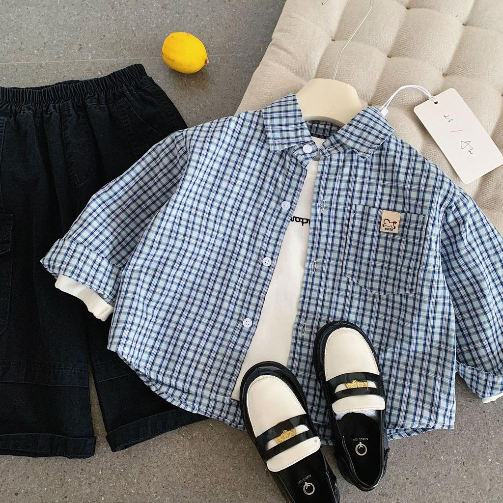 Boys' Shirts Spring And Autumn New Children'S Foreign-Style Plaid Long-Sleeved Shirts Huzhou Zhili Children'S Clothing