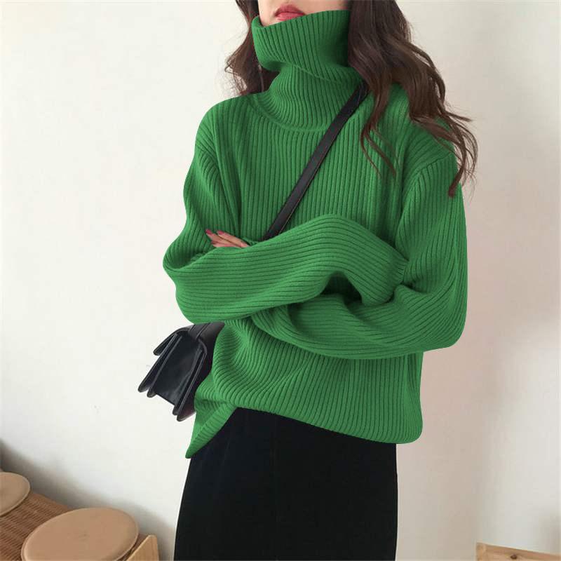 The Thick and Laid-back High-neck Sweater for Autumn and Winter Is Loose, Stylish and Bold. It Doesn't Pill