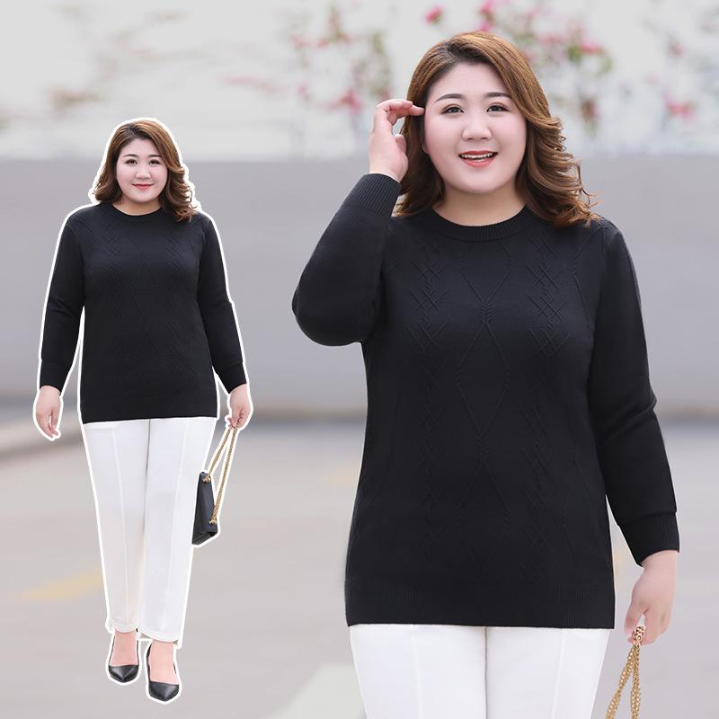Plus Size Women's Fall Knit Slimming All In One Long Sleeved Sweater with A Base