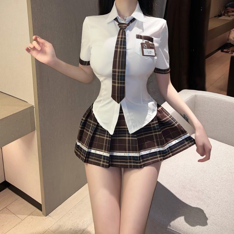 Ladies' Sexy Lingerie Sexy Student Outfit Role-playing Charming Uniform Seductive JK Short Skirt Midnight Passion Set