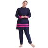 Plus Size Women's Color Block Conservative Swimsuit with Sun Protection