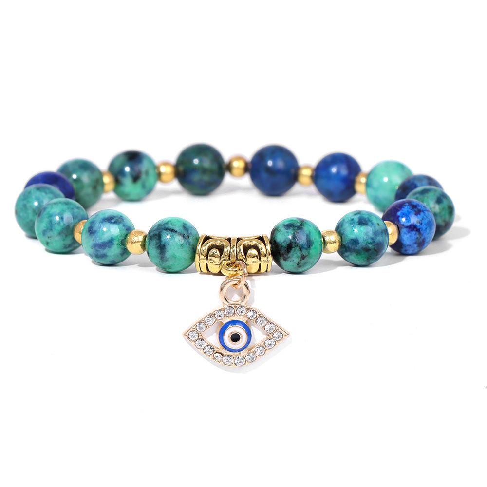 Fashion Evil Eye Natural Stone Beaded Bracelet for Women Men Amulet Protection Jewelry Yoga Spiritual Friendship Gifts