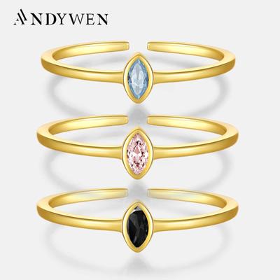 925 Sterling Silber Gold Zirkon CZ Kristall Oval Verstellbare Ringe Hochzeit Luxuriöser Schmuck Geschenk Party