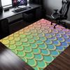 Rainbow Mermaid Scales Pattern Crystal Velvet Rug Colorful Kids Room Floor Mat Fairy Tale Design Playroom Decor Soft Carpet
