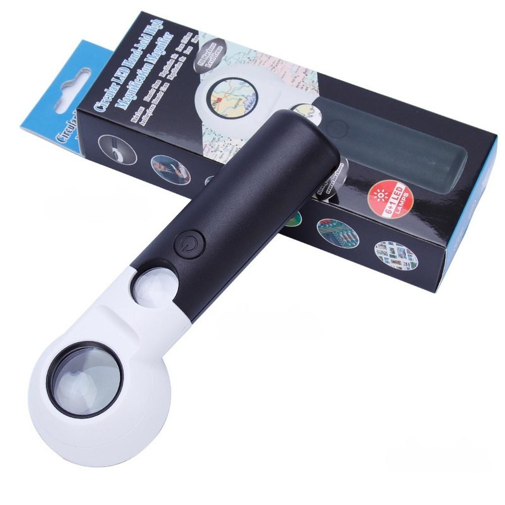 Handgehaltene LED-Lupe 16x 30x Doppelschichtige Optische Linse Einstellbare Beleuchtung für Schmuck Münzen und Lesen
