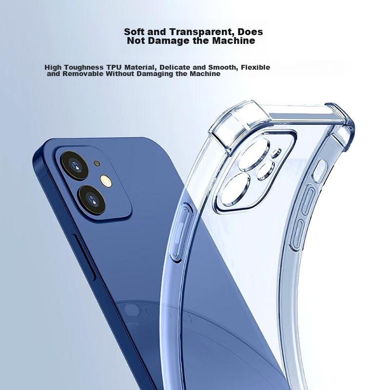 Kelleia IPhone 12 Case, IPhone 12 Protective Cover, Full Protection Shockproof TPU Airbag Soft Case/Protective, Transparent, 6.1 Inches