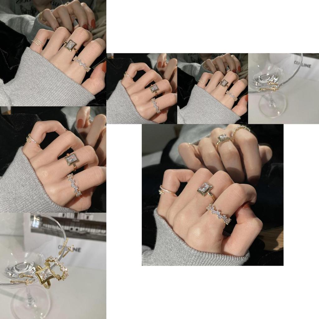 Stunning Korean Water Diamond Wave Cross Geometric Ring For Women Adjustable Size Fashion 2023