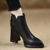 Retro Martin Boots Women's Spring and Autumn New Thick-soled Fashion Pointed Thick Heel Waterproof Back Zipper Versatile High-heeled Short Boots