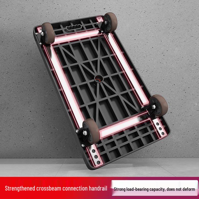 Compact Folding Flatbed Trolley: Silent, Portable Hand Truck for Household or Express Use