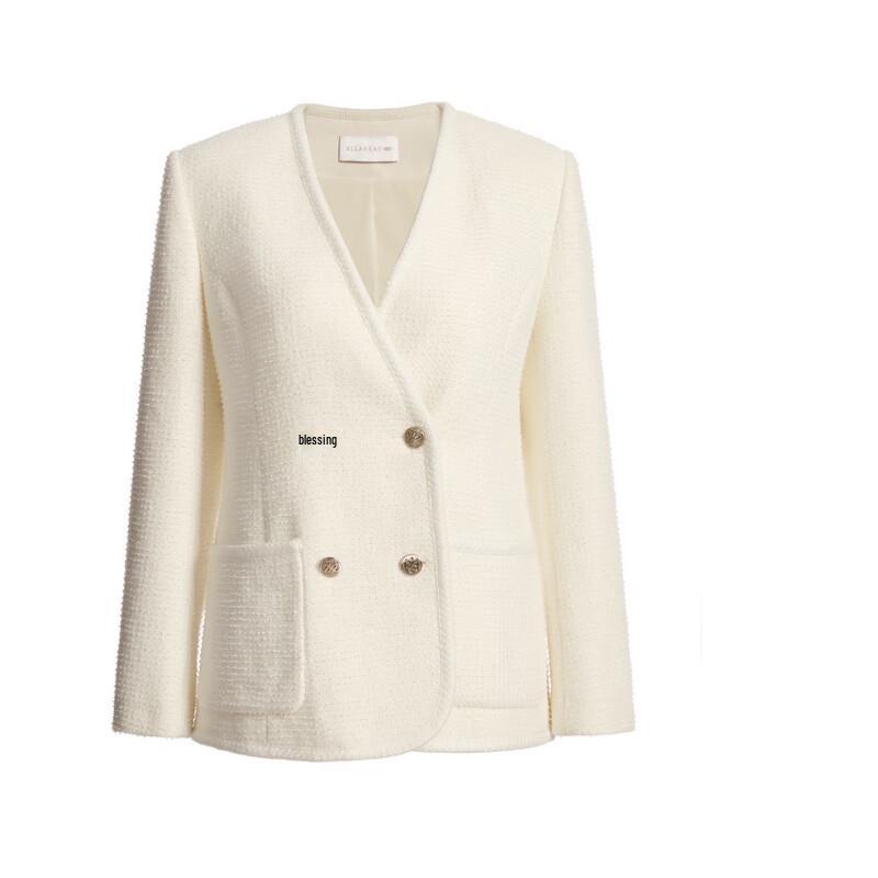ELLASSAY Women's Double-Breasted Elegant Short Jacket