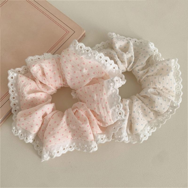 Dot Lace Hair Bands Elastic Scrunchies For Women Fashion Hair Accessories Statement Hairpiece Ponytail Holder