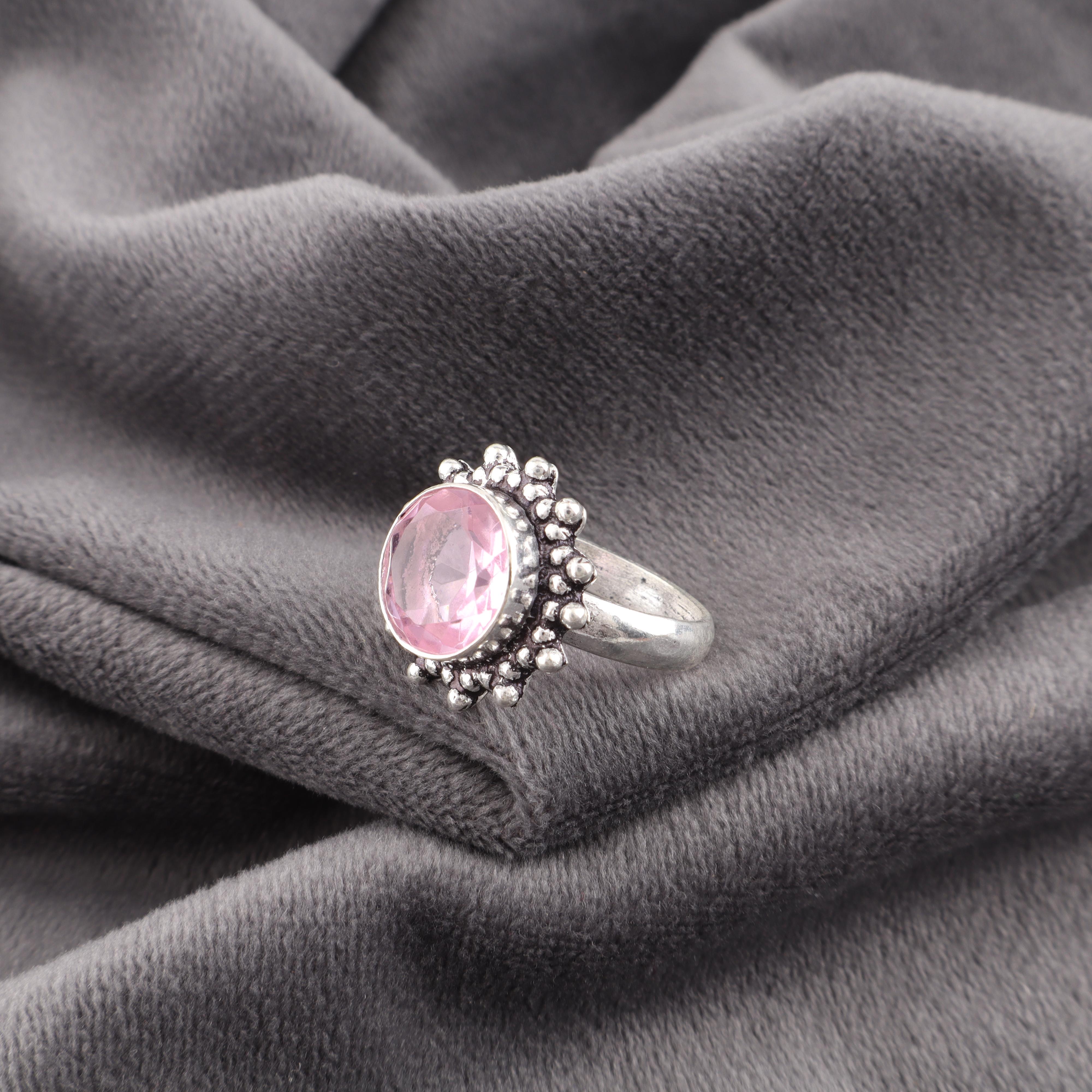 

Кольцо с морганитом, Кольцо из цельного стерлингового серебра 925 пробы с драгоценным камнем ручной работы, Красивое украшение, Для подарка на помолвку 12 розовый