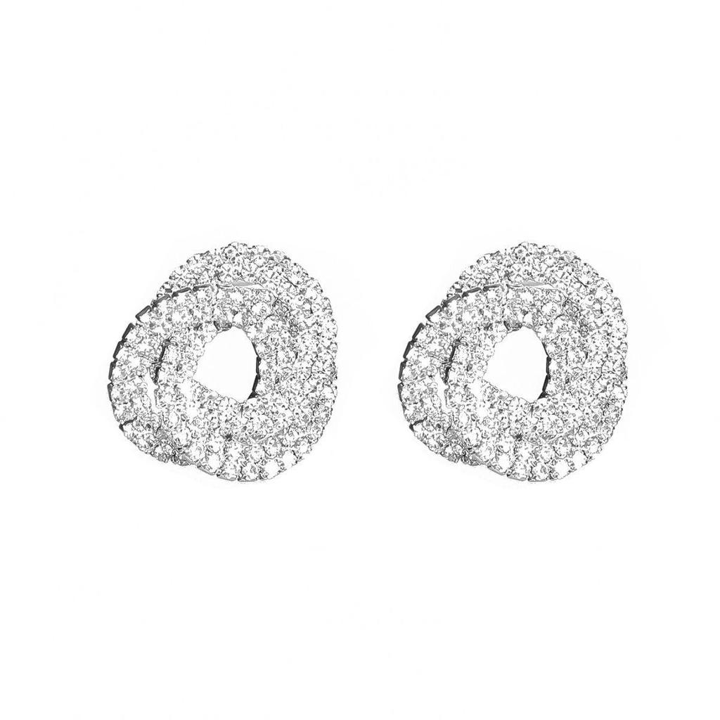 DINGKA 925 Silver Rhinestone Spiral Women's Earrings - Exquisite and Elegant Design