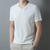 Men's Casual and Fashionable V-neck Solid Color Short Sleeved T-shirt Breathable and Comfortable Summer Versatile Top