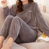 Women Velvet Pajama Set Loose Top And Elastic Waist Pants Home Casual Warm Woolen Suit Women Fleece Sets Win… More